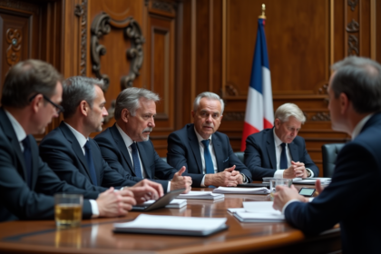 Parlementaires français en discussion dans l'assemblée