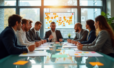 Equipe diverse en brainstorming stratégie marketing