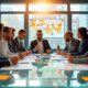 Equipe diverse en brainstorming stratégie marketing