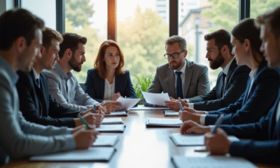 Groupe de professionnels en réunion dans un bureau moderne