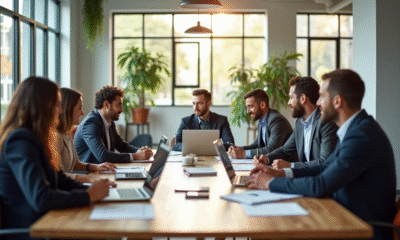 Espace de bureau moderne avec équipe diverse en réunion