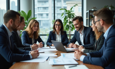 Groupe de professionnels en réunion dans un bureau moderne