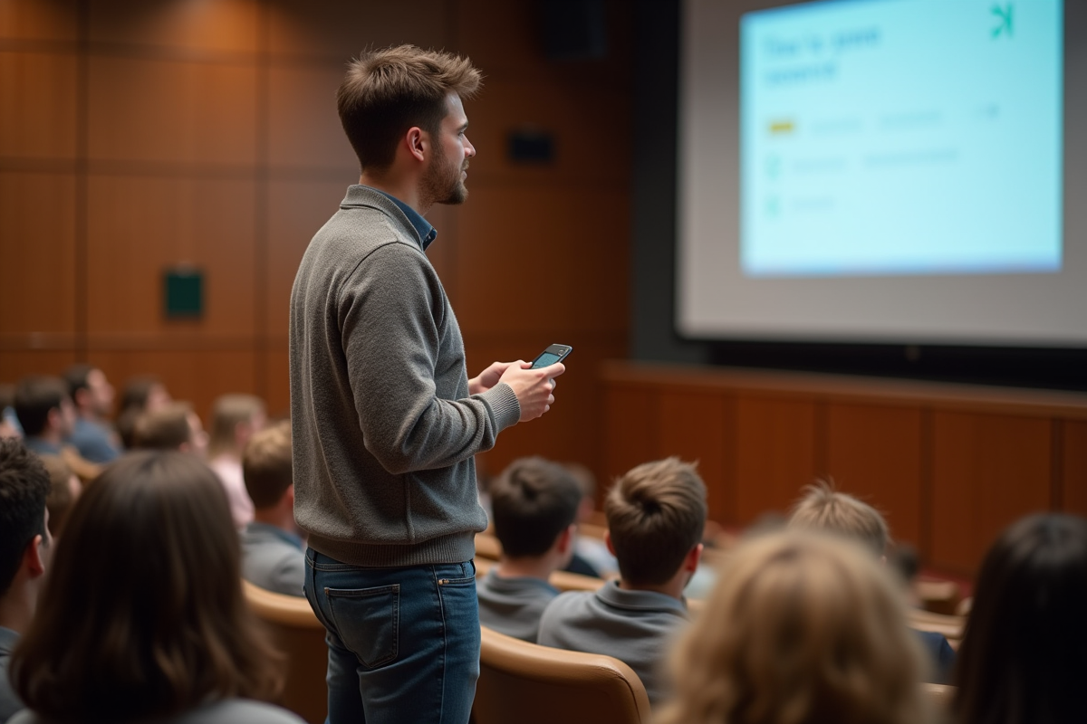 Jeune homme parlant lors d