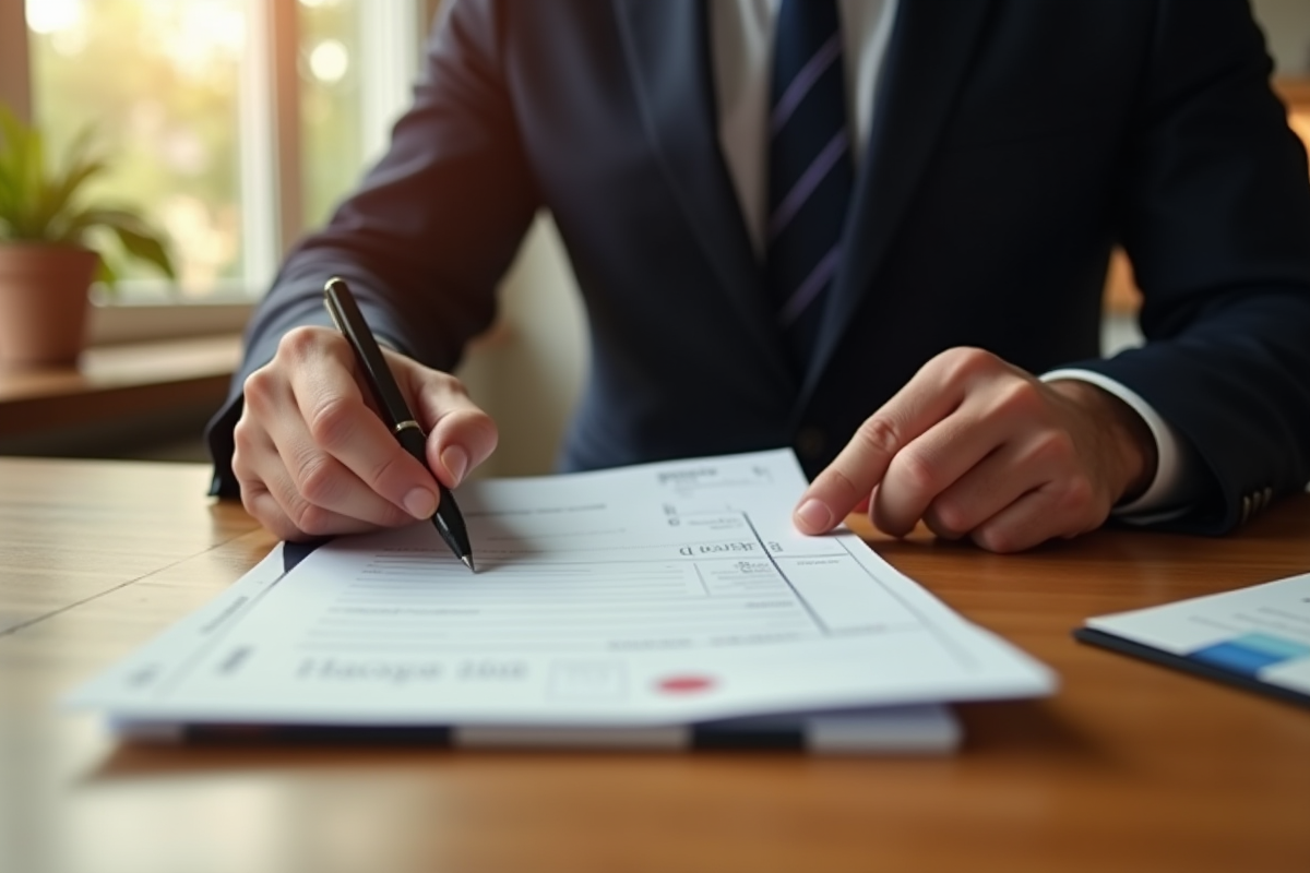 Main en costume passant une enveloppe de cheque