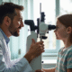 Orthoptiste examinant un jeune patient avec un équipement moderne