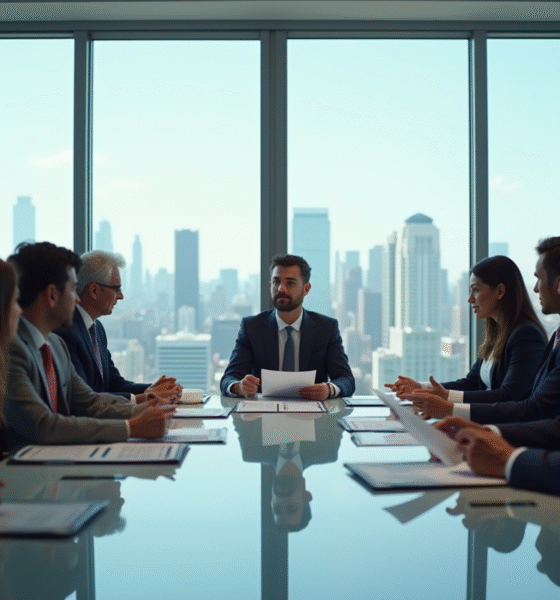 Réunion d'affaires dans un bureau moderne avec des dirigeants divers